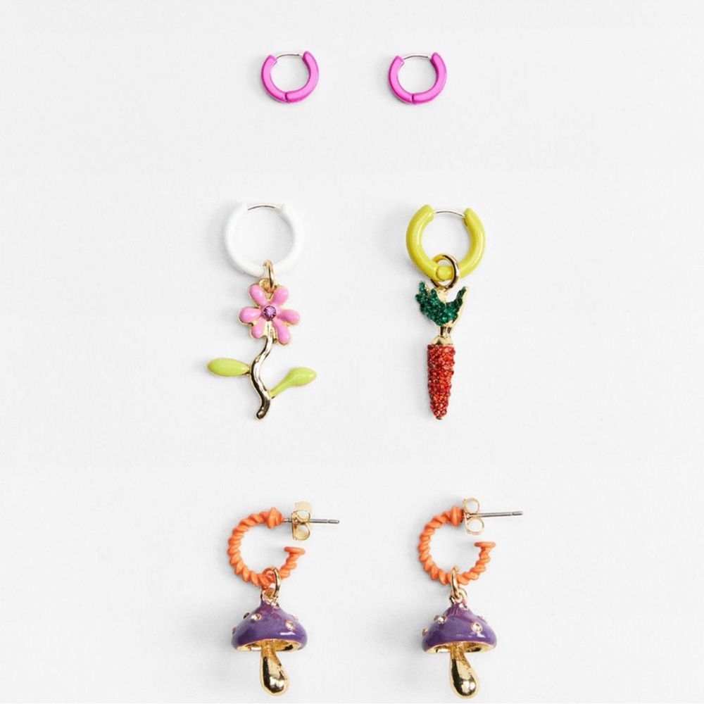 ZARA ENAMELED CHARM EARRINGS PACK